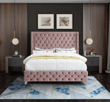 Savan Velvet / Engineered Wood / Metal / Foam Contemporary Pink Velvet Queen Bed - 72" W x 86" D x 56" H