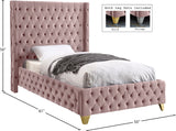 Savan Velvet / Engineered Wood / Metal / Foam Contemporary Pink Velvet Twin Bed - 50" W x 81" D x 56" H