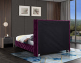 Savan Velvet / Engineered Wood / Metal / Foam Contemporary Purple Velvet Full Bed - 66" W x 81" D x 56" H