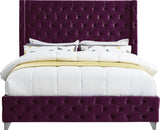 Savan Velvet / Engineered Wood / Metal / Foam Contemporary Purple Velvet King Bed - 88" W x 86" D x 56" H