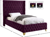 Savan Velvet / Engineered Wood / Metal / Foam Contemporary Purple Velvet Twin Bed - 50" W x 81" D x 56" H
