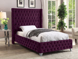 Savan Velvet / Engineered Wood / Metal / Foam Contemporary Purple Velvet Twin Bed - 50" W x 81" D x 56" H