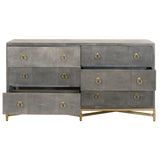 Essentials for Living Traditions Strand Shagreen 6-Drawer Double Dresser 6122.GRY-SHG/GLD