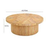 TOV Furniture Acadia Rattan Coffee Table Natural 47.2"W x 47.2"D x 17.1"H