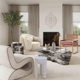 TOV Furniture Slab Grey/Blush Faux Marble Tall Side Table Blush,Grey Marble 23"W x 19"D x 22"H