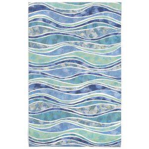 Trans-Ocean Liora Manne Visions III Wave Contemporary Indoor/Outdoor Handmade 100% Polyester Rug Ocean 8' x 10'