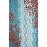 Trans-Ocean Liora Manne Visions IV Coral Reef Contemporary Indoor/Outdoor Handmade 100% Polyester Rug Water 8' x 10'