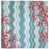 Trans-Ocean Liora Manne Visions IV Coral Reef Contemporary Indoor/Outdoor Handmade 100% Polyester Rug Water 8' Square