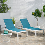 Cape Coral Outdoor Chaise Lounges, Blue and White Noble House