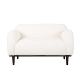 Chaparral Contemporary Upholstered Loveseat, White Boucle Fabric and Matte Black Noble House