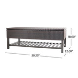 Regent Outdoor Storage Bench with Rack, Wicker with Iron Frame, Multi-Brown Noble House