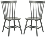 Safavieh - Set of 2 - Parker Dining Chair 17''H Spindle Charcoal Grey Wood NC Coating Malaysian Oak AMH8500G-SET2 889048156586