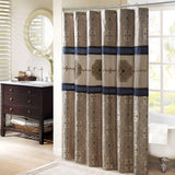 Donovan Traditional 100% Polyester Jacquard Shower Curtain Navy 72"W x 72"L