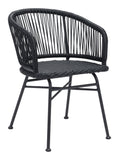 English Elm EE2977 Steel, Polyethylene Modern Commercial Grade Dining Chair Set - Set of 2 Black Steel, Polyethylene