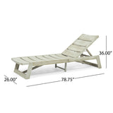 Maki Outdoor Wood and Iron Chaise Lounge, Light Gray and Gray Noble House