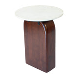 Sagebrook Home Contemporary Marble/wood,18"dx23"h Round Side Table,walnut/wht 17607-04 Brown Wood