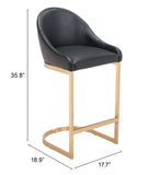 English Elm EE2773 100% Polyurethane, Plywood, Steel Modern Commercial Grade Counter Chair Black, Gold 100% Polyurethane, Plywood, Steel