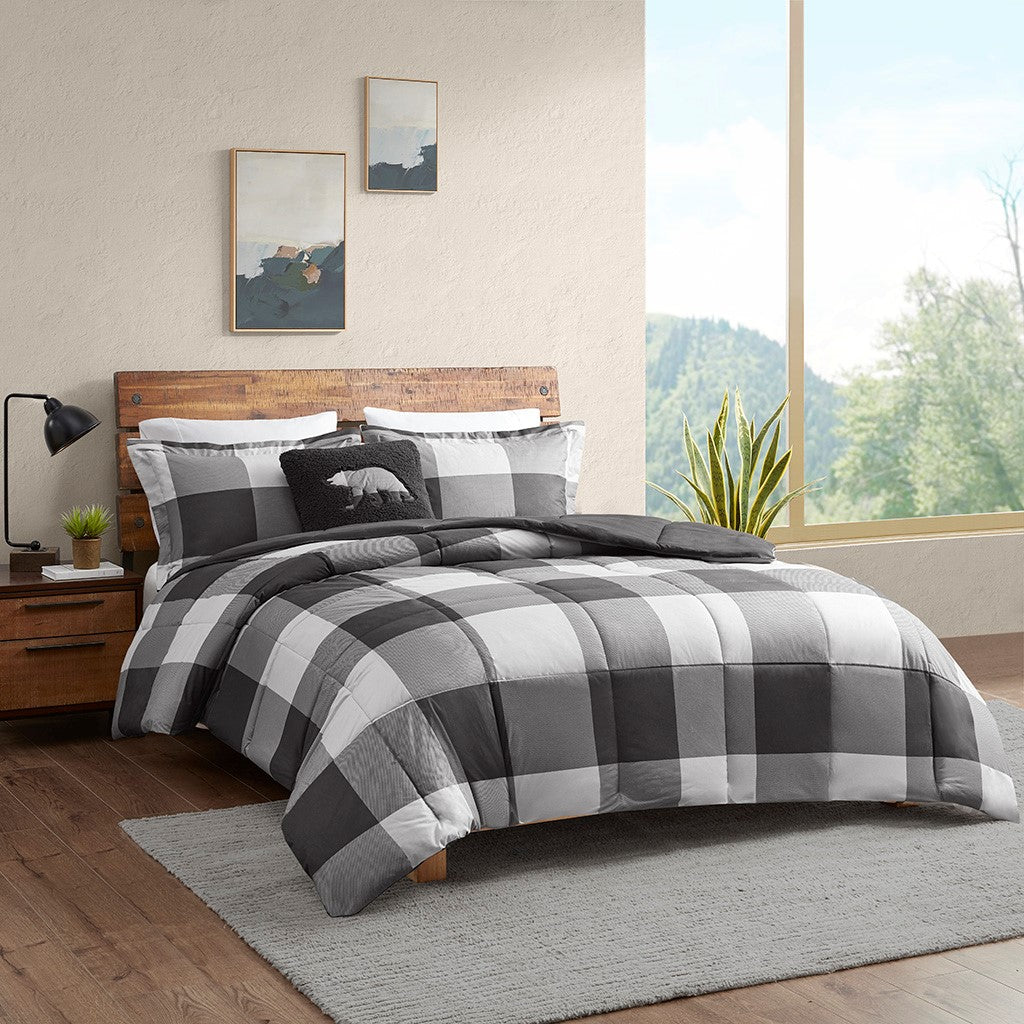 Shop Bitter Creek Lodge Cabin Oversized Comforter Set Gray & Brown, Comforters & Blankets