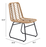 English Elm EE2975 Steel, Polyethylene Modern Commercial Grade Dining Chair Set - Set of 2 Natural, Black Steel, Polyethylene
