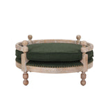 Rines Contemporary Upholstered Medium Pet Bed with Wood Frame, Pine and Antique Natural  Noble House
