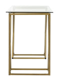 Safavieh Theresa Desk Top Clear Gold Tempered Glass Metal Tube DSK2202A 889048443112
