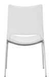 Zuo Modern Ace 100% Polyurethane, Plywood, Stainless Steel Modern Commercial Grade Dining Chair Set - Set of 2 White, Silver 100% Polyurethane, Plywood, Stainless Steel