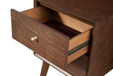 Alpine Furniture Flynn Mid Century Modern 2 Drawer Nightstand, Walnut 966WAL-02 Walnut Mahogany Solids & Okoume Veneer 18 x 15 x 26