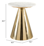 Zuo Modern Pure Marble, MDF, Aluminum Modern Commercial Grade Side Table White, Gold Marble, MDF, Aluminum