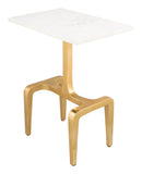 Zuo Modern Clement Marble, MDF, Aluminum Modern Commercial Grade Side Table White, Gold Marble, MDF, Aluminum