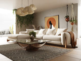 VIG Furniture Modrest Fleury - Contemporary Cream Fabric and Walnut LAF Sectional Sofa VGCS-21073-S-CW-LAF
