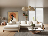 VIG Furniture Modrest Fleury - Contemporary Cream Fabric and Walnut LAF Sectional Sofa VGCS-21073-S-CW-LAF