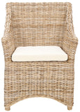 Safavieh Ventura Arm Chair Rattan Brown White NC Coating Mango Sponge Cotton FOX6505A 683726375609