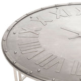 Safavieh Roman Cocktail Table Clock Dark Antique Silver Metal Iron FOX7203A 683726660958