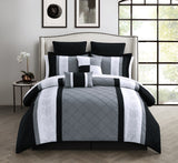 Livingston Comforter Set King Size – 12 Piece – Black White