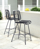 English Elm EE2994 Steel, Polyethylene Modern Commercial Grade Bar Chair Set - Set of 2 Black Steel, Polyethylene
