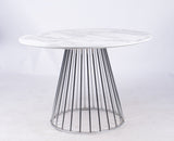 Modrest Holly - Modern White and Silver Round Dining Table