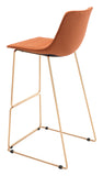 Zuo Modern Adele 100% Polyester, Plywood, Steel Modern Commercial Grade Barstool Set - Set of 2 Orange, Gold 100% Polyester, Plywood, Steel