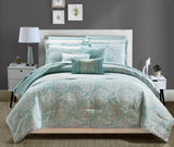 Lea Aqua Queen 10pc Comforter Set