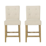 Rossburg Contemporary Button Tufted Fabric Counter Stools (Set of 2)