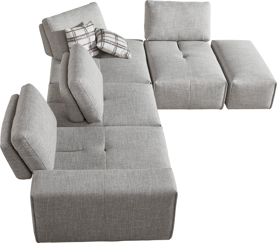 English – Sectional - Modern Divani Elm Modular Fabric Sofa Platte Grey Casa