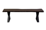 Porter Designs Manzanita Live Edge Solid Acacia Wood Natural Dining Bench Gray 07-196-13-BN58MX-KIT