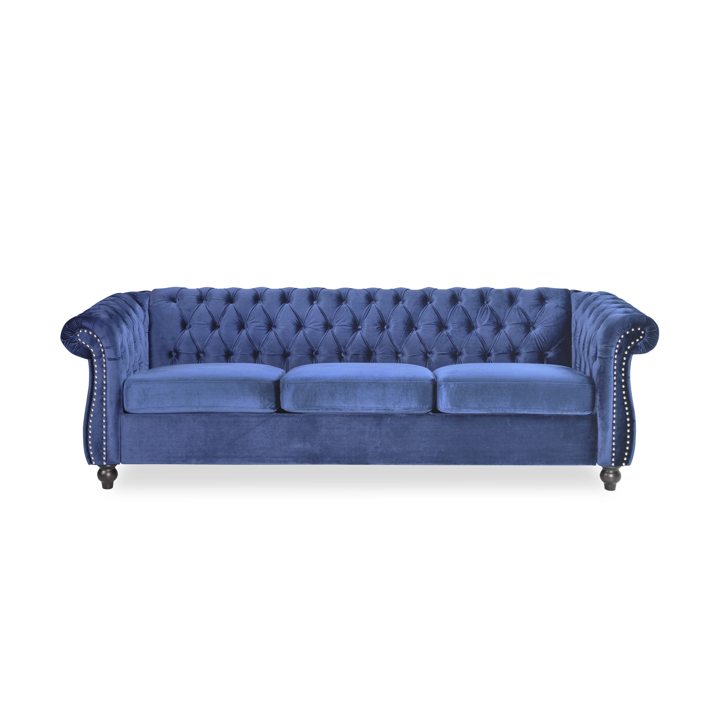 Parksley Tufted Chesterfield Velvet 3 Seater Sofa Midnight Blue