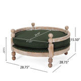 Rines Contemporary Upholstered Medium Pet Bed with Wood Frame, Pine and Antique Natural  Noble House