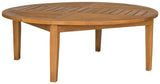 Safavieh Danville Table Round Teak Brown Brass Acacia Wood Galvanized Steel PAT6715A 683726409632
