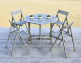 Safavieh Kerman Table and 4 Chairs Grey Wash Silver Acacia Wood Galvanized Steel PAT7000B 683726406167