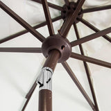 Safavieh Elegant Valance Umbrella 9' Auto Tilt White Black Brown Metal Fsc-Certified Hardwood Polyester Aluminum PAT8006E 889048314641