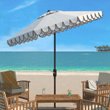 Safavieh Elegant Valance 9Ft Umbrella in White and Navy PAT8006F 889048710306