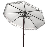 Safavieh Elegant Valance 9Ft Umbrella in White and Navy PAT8006F 889048710306