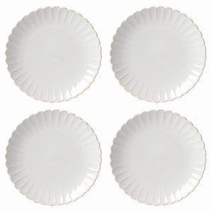 French Perle Scallop 4-Piece Dinner Plate Set