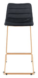 Zuo Modern Adele 100% Polyester, Plywood, Steel Modern Commercial Grade Barstool Set - Set of 2 Black, Gold 100% Polyester, Plywood, Steel